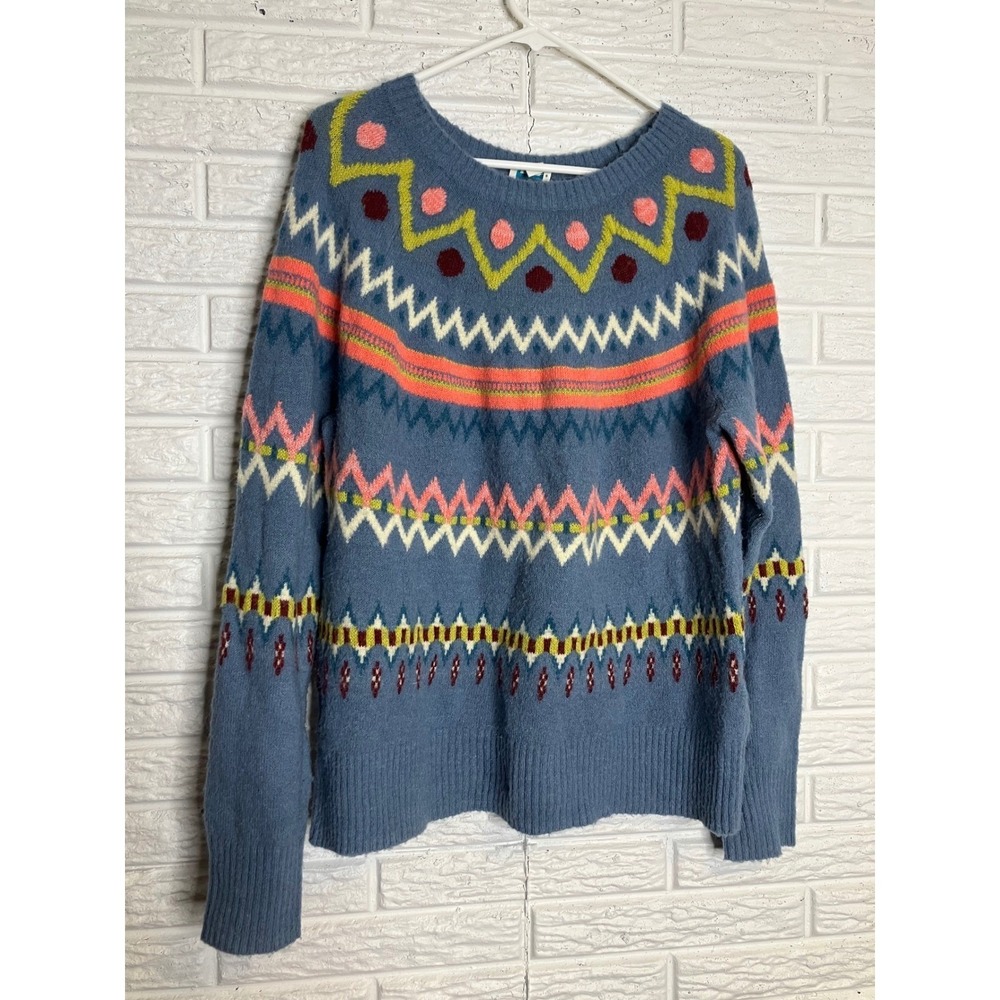 Sundance Sweater Women Large Blue Excellent Fair Isle Wool Alpaca‎ Blend Knit - Picture 2 of 5